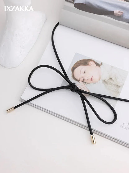 ✨ Kawaii Sheepskin Knot Belt 🎀 | Cute Leather Waist Chain for Dresses 🌸