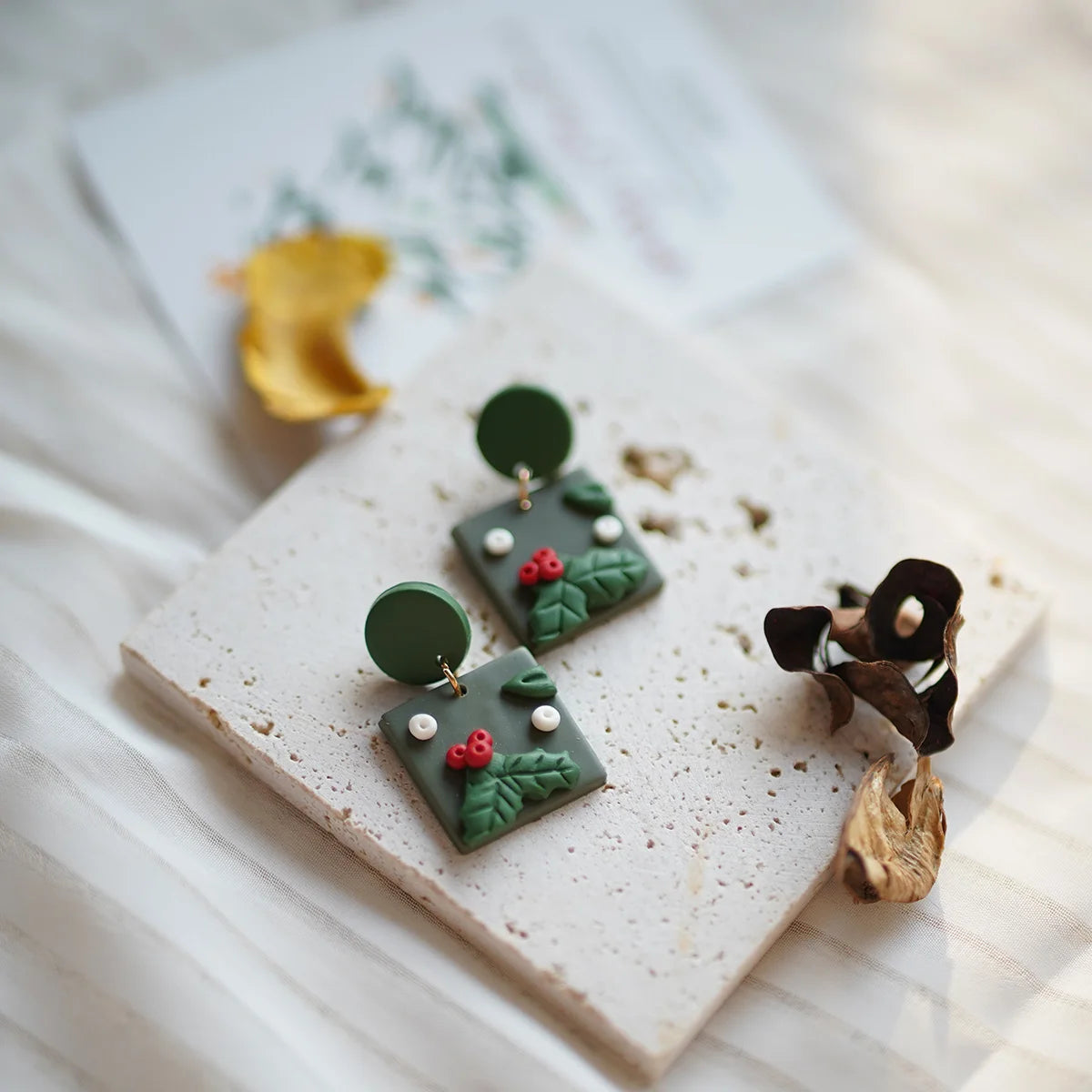 Cute Christmas Polymer Clay Dangle Earrings Santa Snowman Bell Gingerbread 🎄⛄️