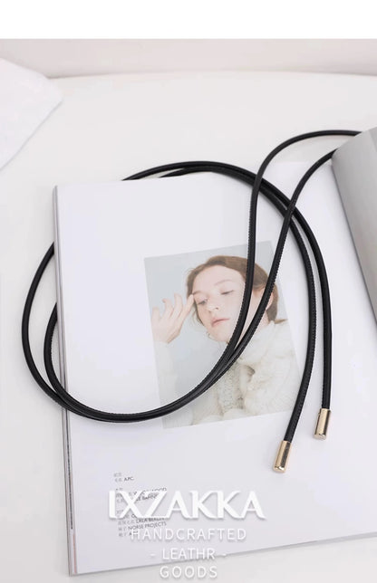 ✨ Kawaii Sheepskin Knot Belt 🎀 | Cute Leather Waist Chain for Dresses 🌸