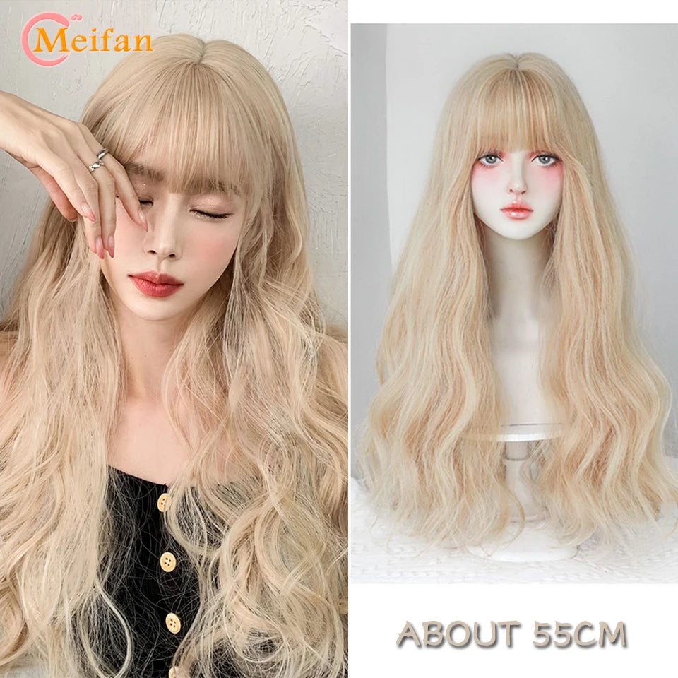 Kawaii Ombre Pink & Blonde Long Straight Wig 🎀✨ - Cute Lolita Cosplay Hair for Parties & Halloween! 🌸🖤