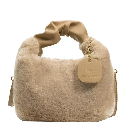 Kawaii Fluffy Dumpling Bag 👜✨ | Soft Plush Underarm Purse for Stylish Women 🌸🍂 | Perfect for Autumn & Winter Shopping!