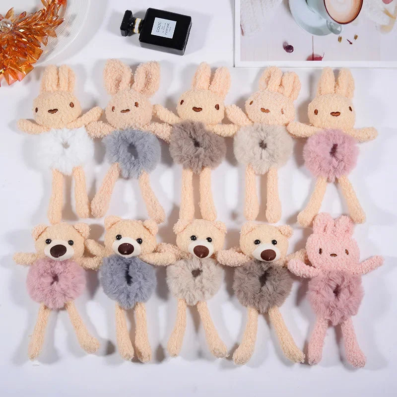 🐾 Adorable Plush Ponytail Headband - Cute Cartoon Animal Hair Ties for Kids! 🌟