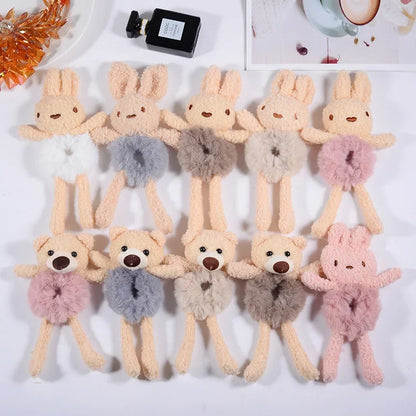 🐾 Adorable Plush Ponytail Headband - Cute Cartoon Animal Hair Ties for Kids! 🌟