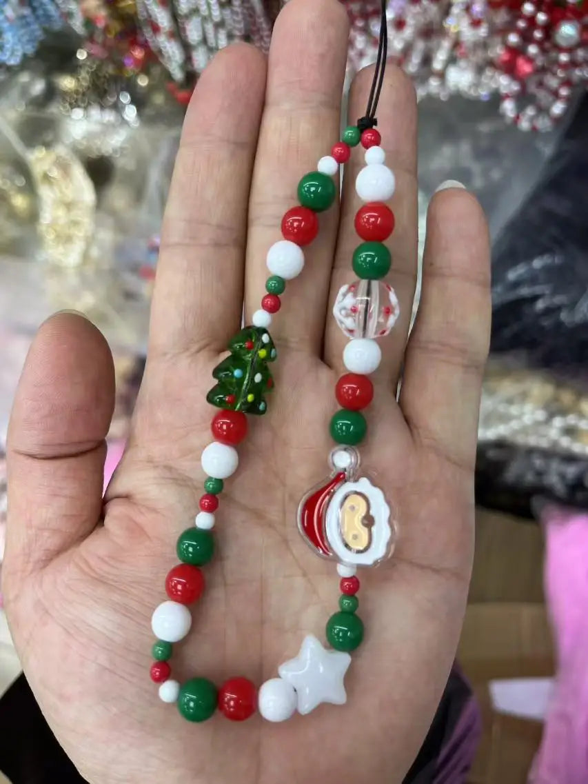 Whimsical Christmas Phone Chain Charm 🎄 Cute Wrist Strap Lanyard For IPhone