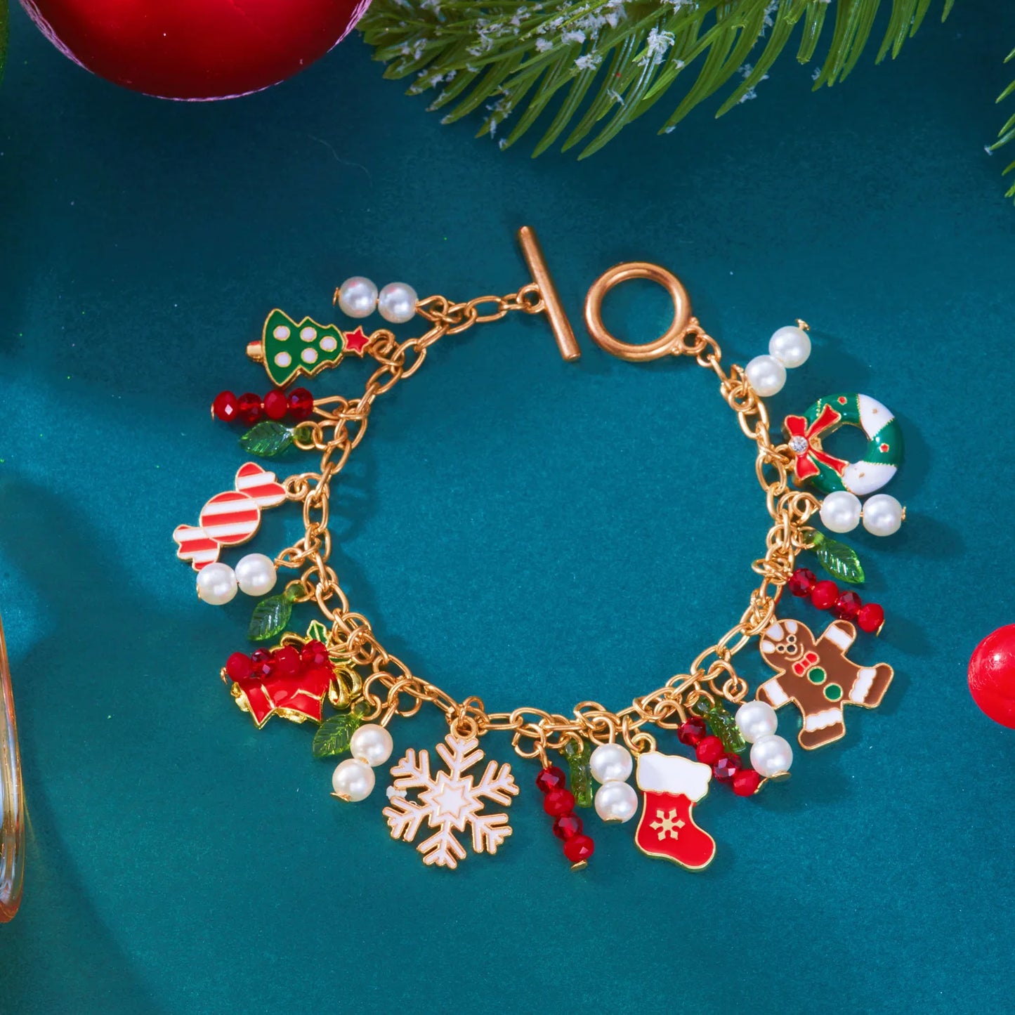 Whimsical Christmas Charm Bracelet For Women Santa Snowman Bell Chain 🎄⛄🎁