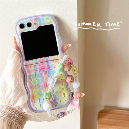 🌸 Whimsical Floral Charm Bracelet Case for Samsung Galaxy Z Flip 6/5/4/3 💖✨