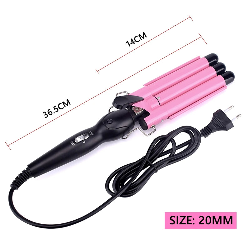 Kawaii Triple Barrel Hair Curler 🌸✨ - Professional Ceramic Waver for Dreamy Waves & Curls! 💖