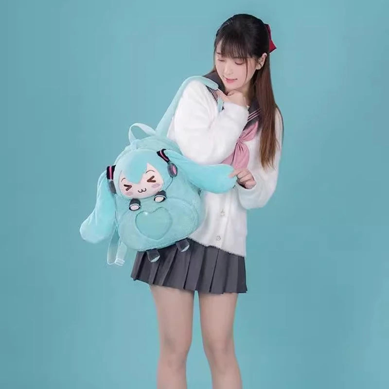 Hatsune Miku Plush Backpack Embroidered Anime Bag Large Capacity Storage 🎒💖