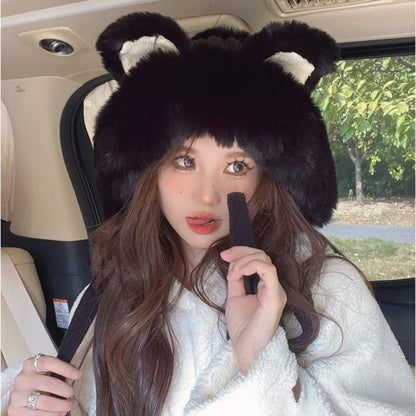Cute Winter Fox Ear Knitted Hat 🦊❄️ - Adorable Plush Bonnets for Women to Keep Warm and Stylish!