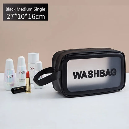 Kawaii Waterproof Travel Makeup Bag 🌟✨ | Cute Transparent Cosmetic Organizer for Women 💖✈️