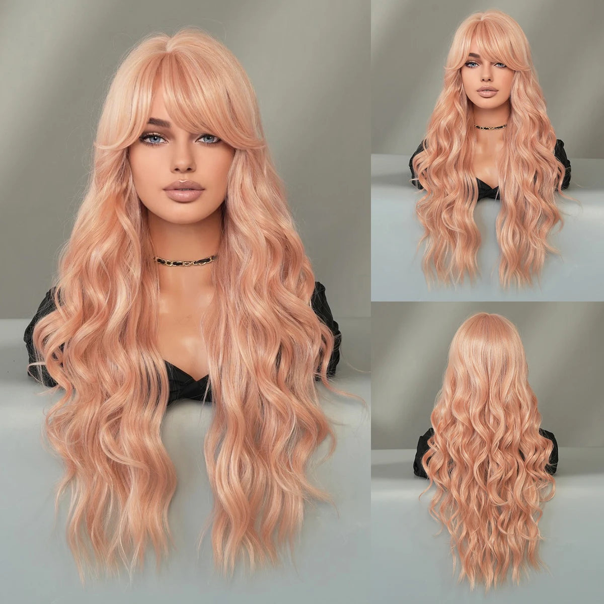 ✨Kawaii Light Blue Wavy Wig 🌊 | Sweet Bangs & Heat Resistant Cosplay Style 💖 | Perfect for Daily Wear & Parties!