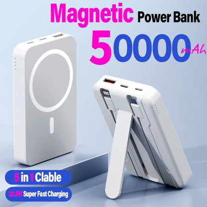 Kawaii 50000mAh Magnetic Power Bank 🌟✨ | Fast 15W Wireless Charger for iPhone 15/14/13 & More 💖🔋
