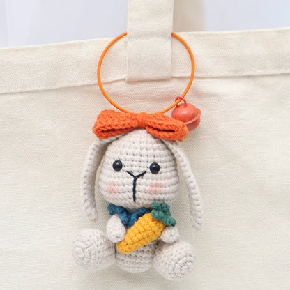 Handmade Knitted Rabbit Keychain Plush Ornament Cute Crochet Bunny Pendant 🧶🐰🎀