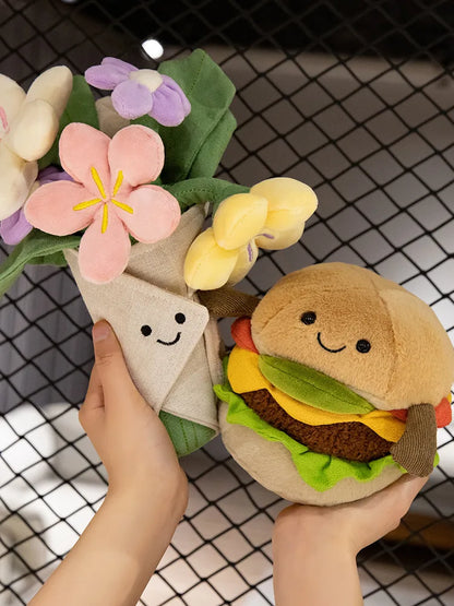 🎉 Cute Hamburger & Sandwich Plushie Bouquet 🌼 Cuddly Toy Gift for Kids & Girlfriends! 🍔💖
