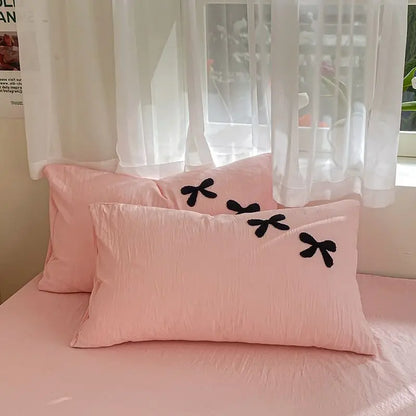 Kawaii Princess Bowknot Pink Bedding Set 🛌💕 | Cozy Duvet Cover & Sheet for Girls 🌸 | Cute Cotton Bed Linens 🦄✨