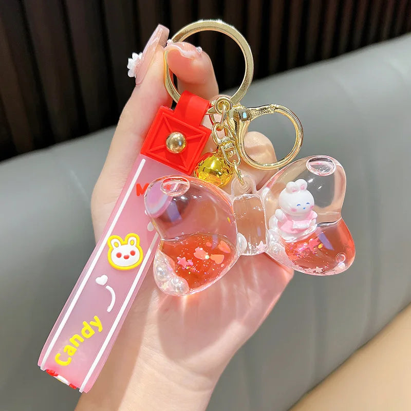 🐰✨ Cute Bunny Keychain with Quicksand Drift Bottle 🌈💖