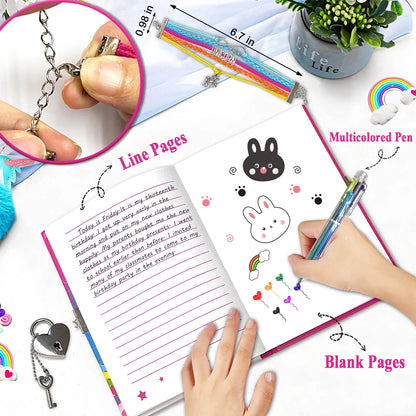 Kawaii Pop Fidget Journal Set 🎀✨ - Lockable Butterfly Diary, Colorful Pens, Adorable Pencil Case & Fashion Bracelet for Creative Kids! 🦋🖊️