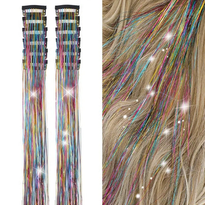 12 Pcs Clip In Hair Tinsel Pack Glitter Fairy Extensions For Women And Kids ✨