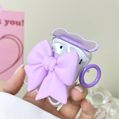 💖 Adorable 3D Bowknot AirPods Case 🎀 | Soft TPU with Colorful Bead Chain 🌈✨ - Pixie Quill