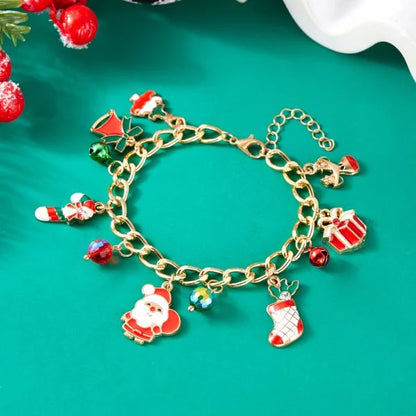 Whimsical Christmas Bracelet With Santa Snowman Star Pendant Jewelry Adjustable🎄
