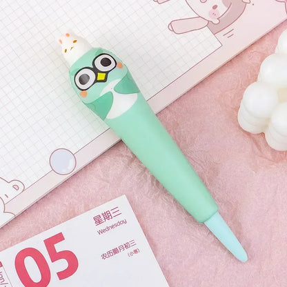 Kawaii 1Pc Adorable Cartoon Fruit Animal Gel Pen 🍓🐻 Soft & Squishy Decompression Stationery for Kids 🎉 0.5mm Fun Writing Tool
