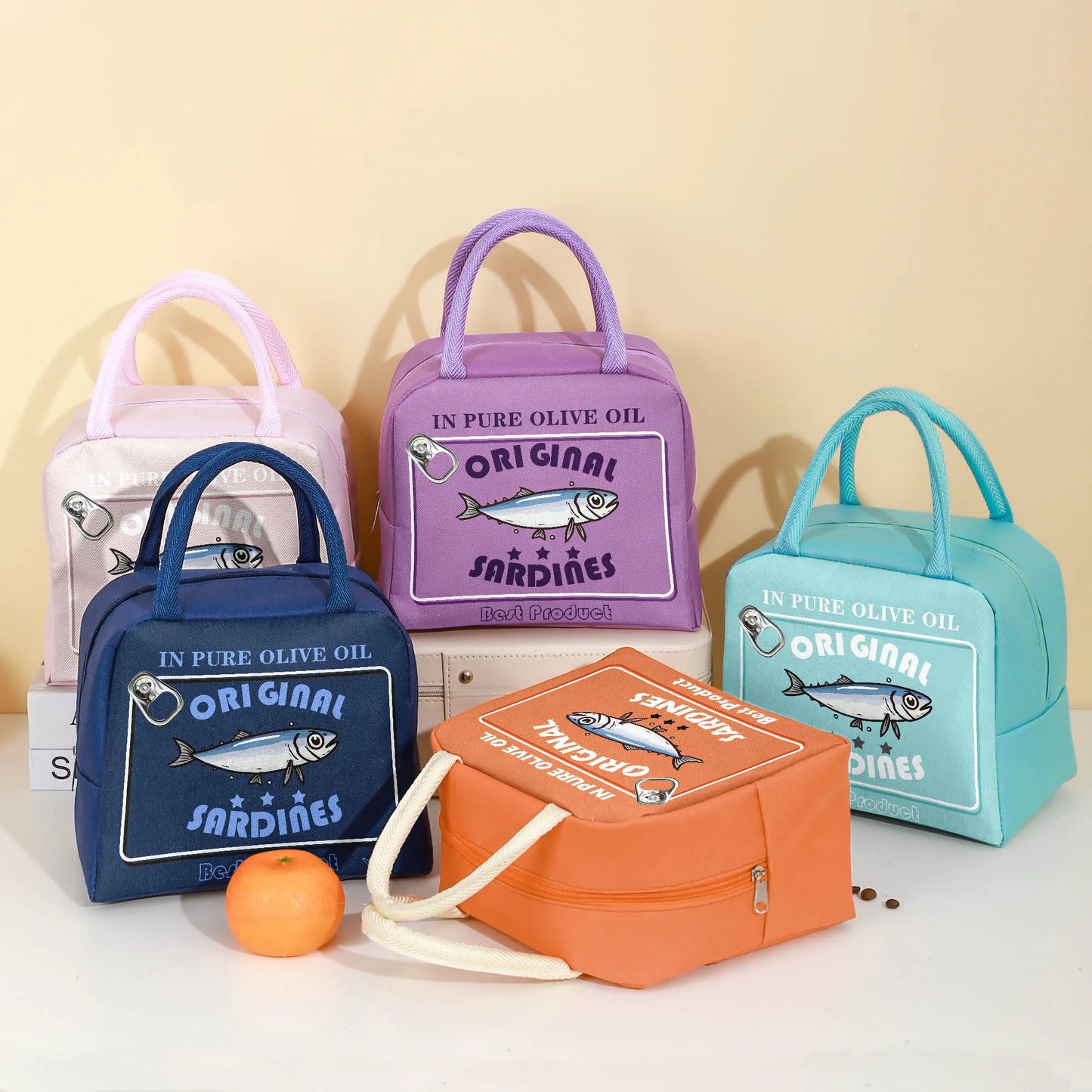 Kawaii Sardine Bento Bag 🎒✨ - Adorable & Portable Lunch Companion! 🐟🍱