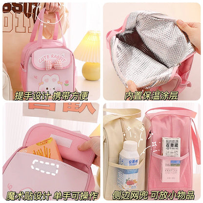 Adorable Kawaii Bunny Lunch Box 🍱💕 - Insulated Pink Bow Bento Bag for Kids & Students!