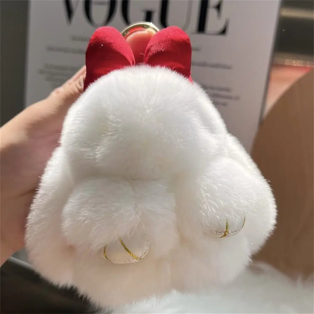 Plush Bunny Keychain Cute Bowknot Fur Rabbit Toy Charm 🐰✨