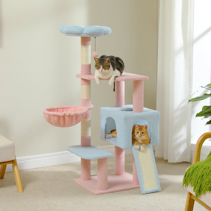 🌸 Whimsical Flower Cat Tower 🌼 Multi-Level Paradise with Cozy Hammocks & Scratching Fun! 🐾