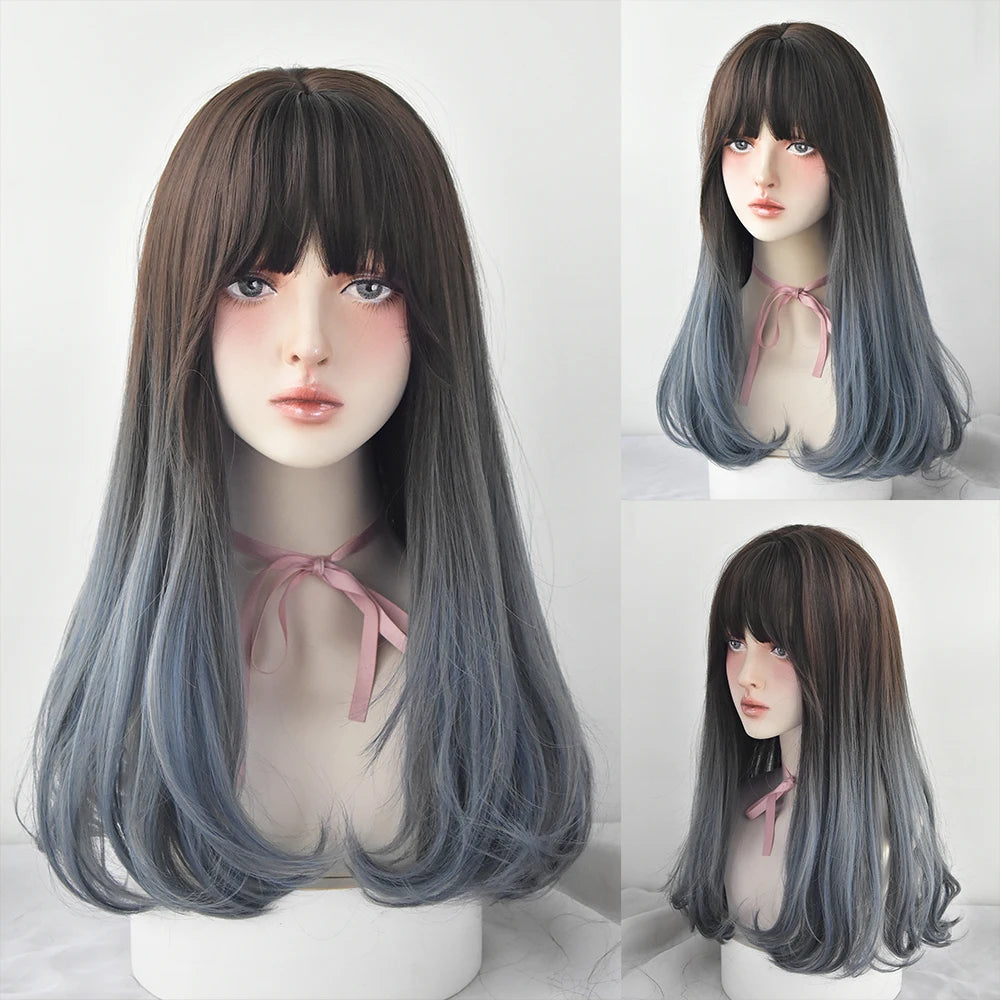 Kawaii Blonde Cosplay Wig 🎀✨ | Wavy Synthetic Hair with Bangs for Daily & Party Looks 💖