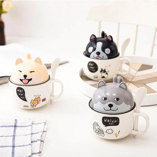 Adorable Kawaii Animal Mug with Lid 🐶🐱✨