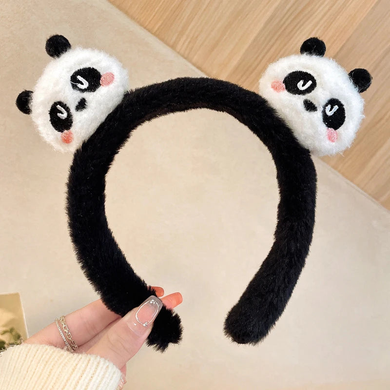 Kawaii Panda Plush Hair Band 🐼✨ | Non-Slip Cartoon Face Wash Headband for Girls | Cute Cotton Hair Accessories