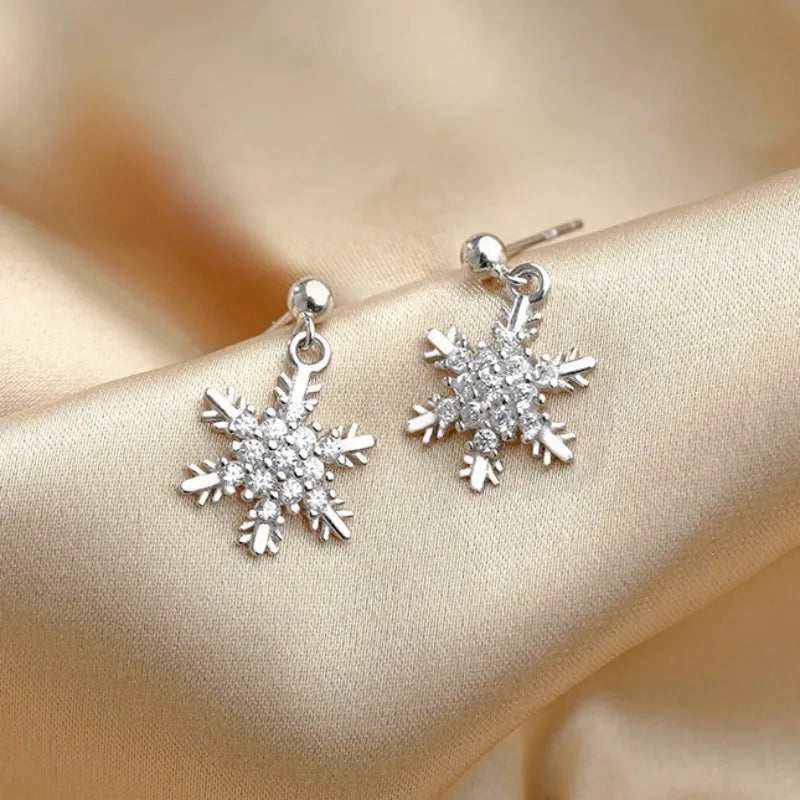 Red Bow Snowflake Drop Earrings For Women Christmas Gift Adorable Jewelry 🎀❄️