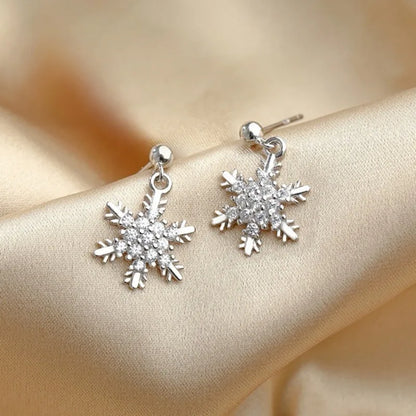 Red Bow Snowflake Drop Earrings For Women Christmas Gift Adorable Jewelry 🎀❄️