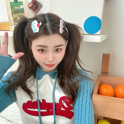 Kawaii Cartoon Cherry Cake Hair Clip 🍒🎂 | Fun & Creative Mini Barrettes Set | Adorable Korean Style Hair Accessories ✨