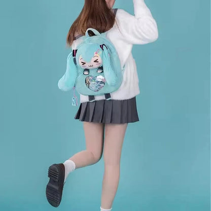 Hatsune Miku Plush Backpack Embroidered Anime Bag Large Capacity Storage 🎒💖