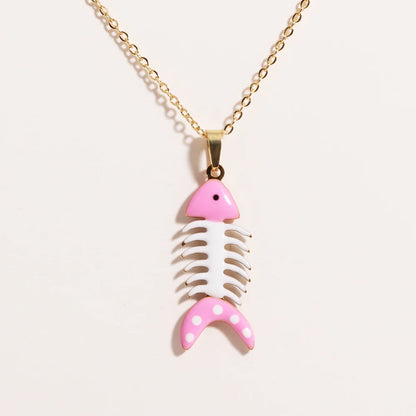 Cute Colorful Enamel Fish Pendant Necklace For Women Waterproof Gold Tone 🐟💖🌊
