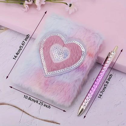 2 Pcs Tie-Dye Heart Plush Notebook Set Planner Diary Gift 🎀✨