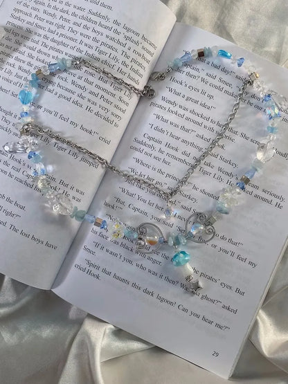 Kawaii Blue Mushroom Crystal Choker 🌈✨ | Grunge Aesthetic Pendant Necklace for Dreamy Fashion Lovers 🍄💖