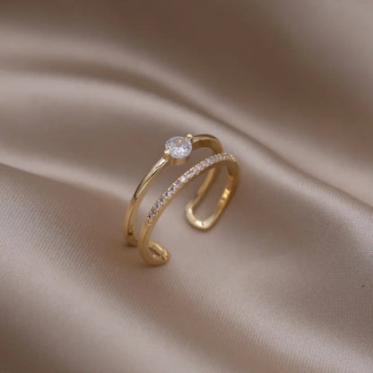 Kawaii Love Crystal Ring 💖✨ - 14K Gold Plated Heart Design for Elegant Daily Wear! 🌟💍