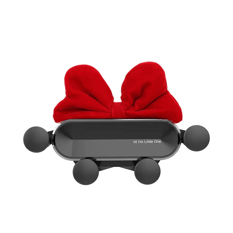 Kawaii Cartoon Red Bow Gravity Car Phone Holder 🚗💕 | Cute Air Vent Mount for 4.0-6.0" Phones 🌟📱