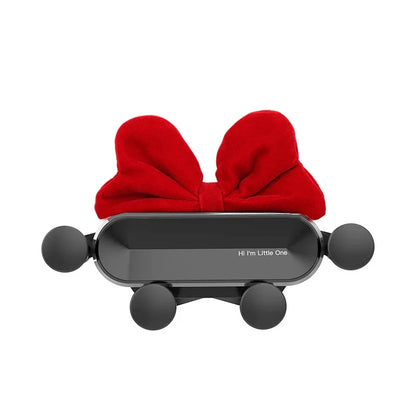 Kawaii Cartoon Red Bow Gravity Car Phone Holder 🚗💕 | Cute Air Vent Mount for 4.0-6.0" Phones 🌟📱
