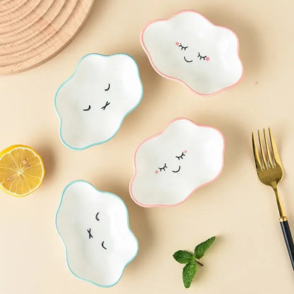 🌈 Adorable Cloudy Dipping Delight 🍜 - Whimsical Ceramic Sauce Dish for Saucy Snacking! 🌟 - Pixie Quill