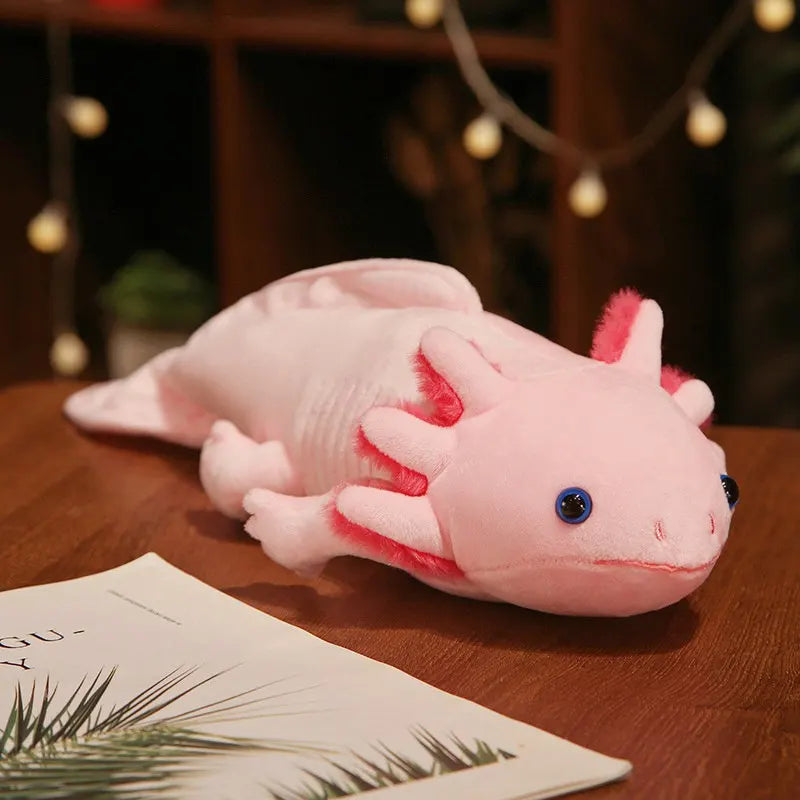 ]Colorful Axolotl Plushie 🌈✨ - Cute Salamander Stuffed Toy for Kids 🎁🐾 - Birthday Gift in Pink, Yellow, Grey & Blue