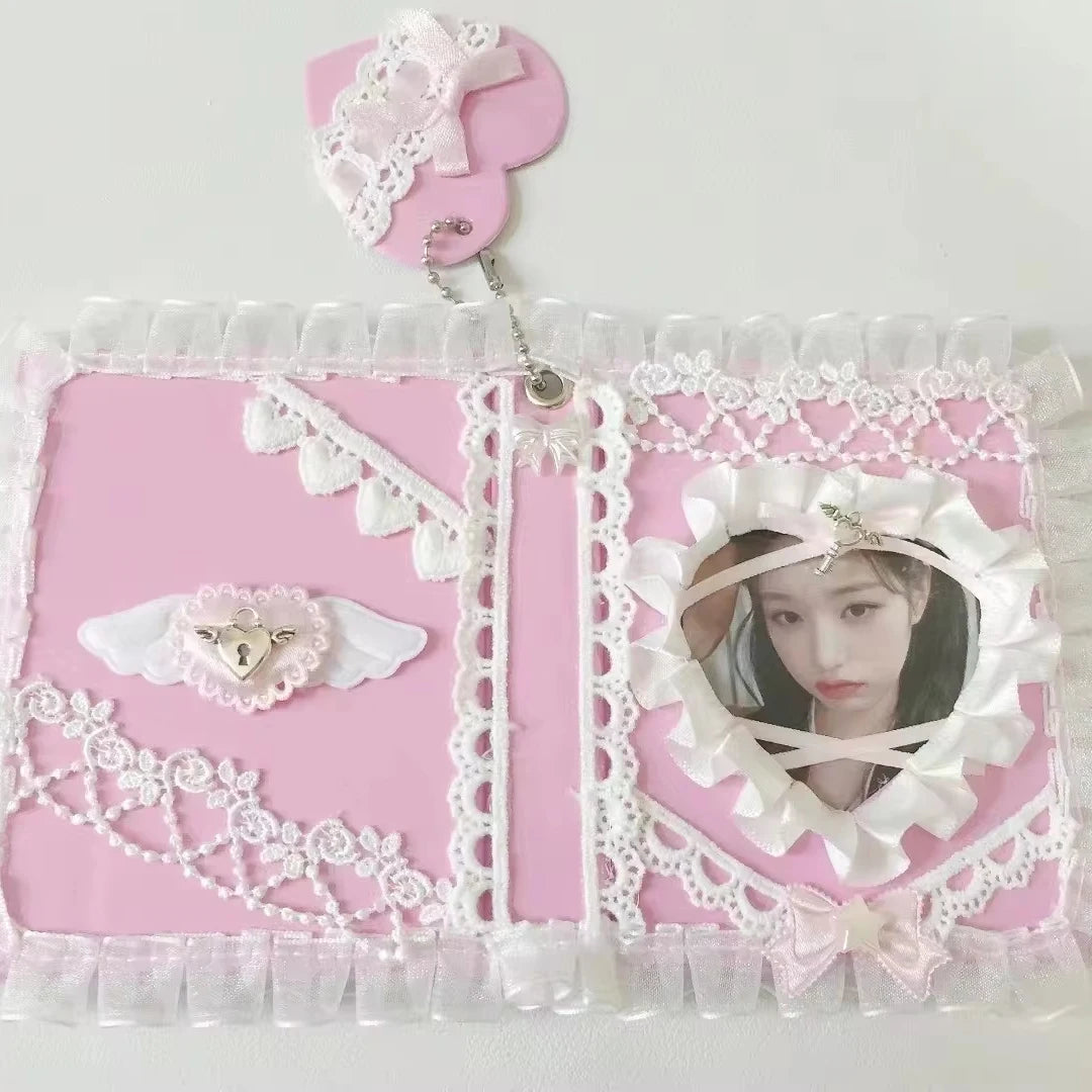 Pastel Kpop Photocard Binder With Ribbon Holder Keychain 🎀 Cute School Supplies