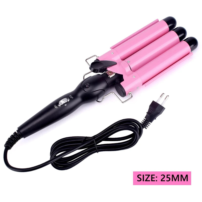 Kawaii Triple Barrel Hair Curler 🌸✨ - Professional Ceramic Waver for Dreamy Waves & Curls! 💖