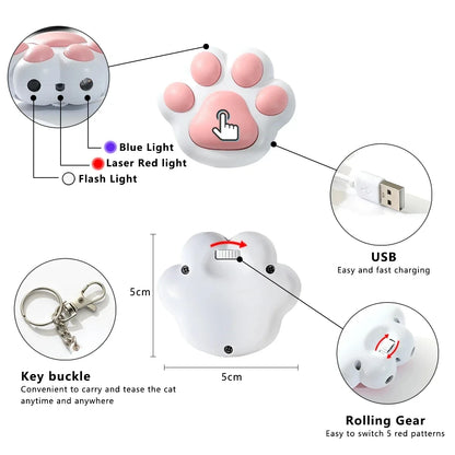 ✨Adorable LED Laser Playtime Paws: Whimsical Cat Toy with Bright Patterns & USB Rechargeable Magic! 🐾💖