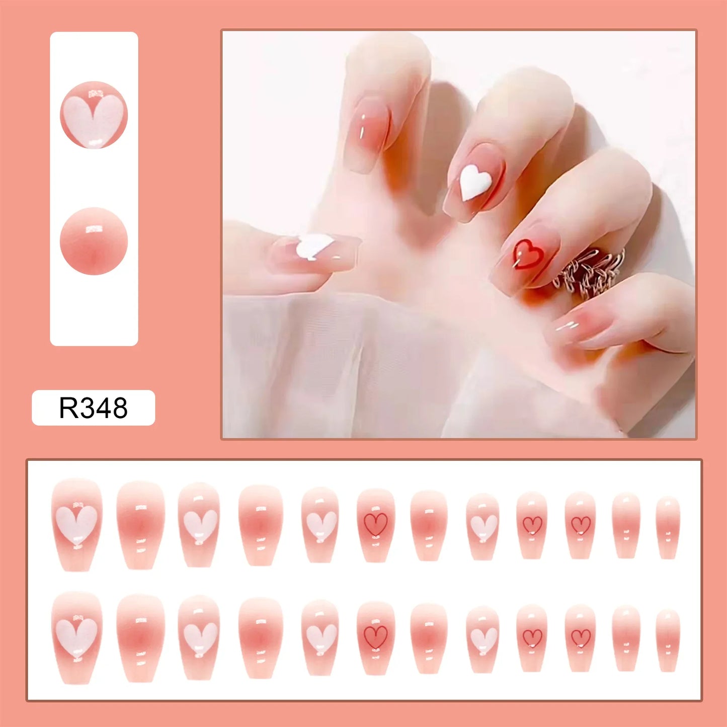 ✨ 24P Kawaii Rainbow Ballerina Press-On Nails 💅 - Adorable Full Cover Artificial Fake Nails for Creative Nail Art! 🌈