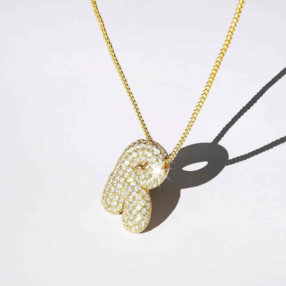 Kawaii Sparkly Initial Necklace ✨💖 A-Z Letter Pendant with Box Chain - Perfect Gift for Trendy Women! 🎁