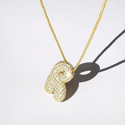 Kawaii Sparkly Initial Necklace ✨💖 A-Z Letter Pendant with Box Chain - Perfect Gift for Trendy Women! 🎁